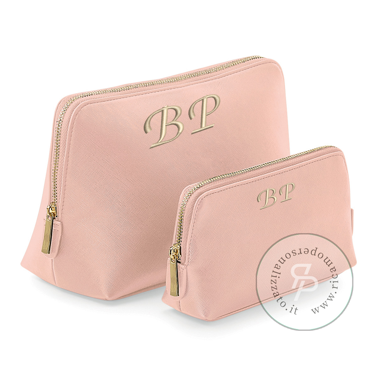 Sacchetto pochette rosa con iniziali personalizzabili - Living&Shop