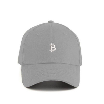 cappellino bitcoin simbolo ricamato frontale grigio chiaro